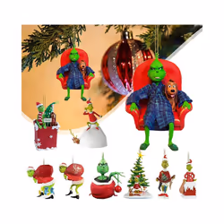 Window Film Stained Glass Birds Cartoon Christmas Crystal Ornament Green Hair Monster Christmas Decoration Pendant