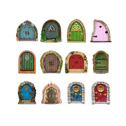 Elf Fairy Door Miniature Garden Tree Doors Miniature Yard Art Wooden Sculptures Mini Home Garden Doors Christmas Decoration