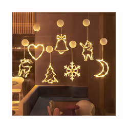 Christmas Ornaments Hanging LED Lights Bedroom Decoration Christmas Decorations Home Window Glass Decoration Warm Battery