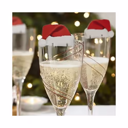10PCS Christmas Cup Card Santa Hat Wine Glass Decor Ornaments Navidad Noel New Year Gift Christmas Decorations
