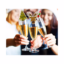 10PCS Christmas Cup Card Santa Hat Wine Glass Decor Ornaments Navidad Noel New Year Gift Christmas Decorations