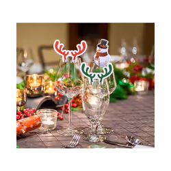 10PCS Christmas Cup Card Santa Hat Wine Glass Decor Ornaments Navidad Noel New Year Gift Christmas Decorations
