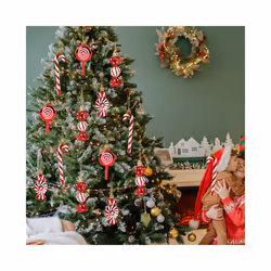 Christmas Lollipop Candy Cane Pendant Xmas Tree Hanging Ball Ornaments Christmas Decorations for Home New Year Gift