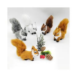 Simulation Squirrel Animal Figurines Miniatures Artificial Fake Squirrel Garden Tree Ornaments Home Christmas Table Decoration