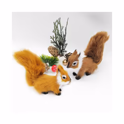 Simulation Squirrel Animal Figurines Miniatures Artificial Fake Squirrel Garden Tree Ornaments Home Christmas Table Decoration