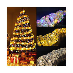 1/3/5/LED Christmas Tree Fairy Ribbon Lights String Navidad natal Christmas decoration  home decor ornament accessories - 1meter, golden color light