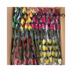 24Pcs Colorful Small Wood Chip Rose Decoration,Xmas Oranment,Table Vase Plug-In,Wedding Gifts,Shopping Mall Present,Hand-Held
