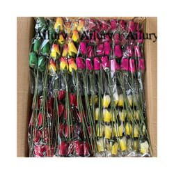 24Pcs Colorful Small Wood Chip Rose Decoration,Xmas Oranment,Table Vase Plug-In,Wedding Gifts,Shopping Mall Present,Hand-Held