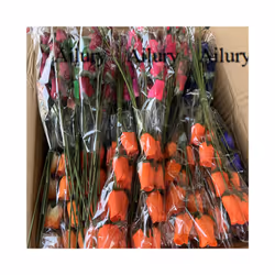 24Pcs Colorful Small Wood Chip Rose Decoration,Xmas Oranment,Table Vase Plug-In,Wedding Gifts,Shopping Mall Present,Hand-Held