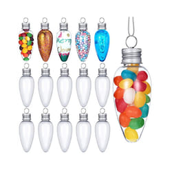 1Fillable Light Bulb Shape Clear Plastic Christmas Ornaments for DIY Crafts Christmas Tree Hanging Decoration