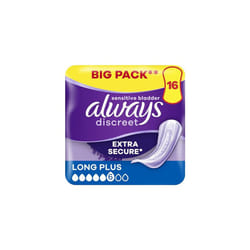 Always Discreet Incontinence Pads Women Long Plus 16 Count, Incontinence Products