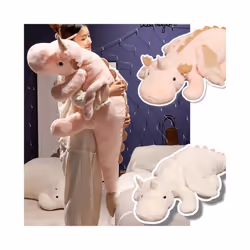 1pc 70-150cm Giant White Dragon Plush Toy With Unicorn Horn Flying Wings Dragons Dinos Hug Throw  Dinos Nap Sleeping Gi - Pin ...