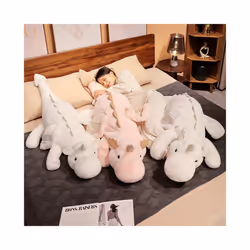 1pc 70-150cm Giant White Dragon Plush Toy With Unicorn Horn Flying Wings Dragons Dinos Hug Throw  Dinos Nap Sleeping Gi - Pink Dragon, about 140-150cm