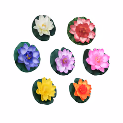 Buy5get2 free Mini Lotus Artificial Flower Floating Fake Lotus Plant Lifelike - Blue