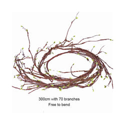 300cm Artificial Fake Plants Tree Twigs Cherry Branches Liana Wall Hanging - with green leaf