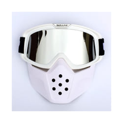 Mask Goggles Motocross Goggles For Motorcycle Shark Helmet Glasses Retro - BOF-40 White Silver