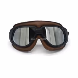 Evomosa Brown Leather Goggles Glasses Wwii Raf Vintage Pilot For Harley
