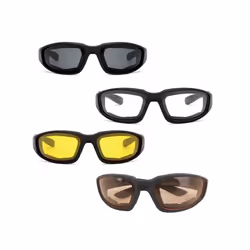 Fashionable Motorcycle Glasses Windproof Men Vintage Retro UV Motorbike - black-yellow