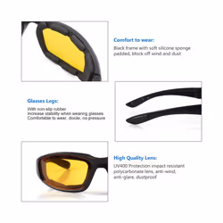 Windproof Motorcycle Glasses Men Vintage Retro UV Motorbike Motor Goggles - Black