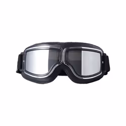 Retro Motorcycle Glasses Men Moto Racing Motocross Windproof Retro Goggles - Silver and Black