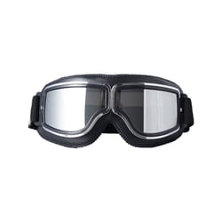 Retro Motorcycle Glasses Men Moto Racing Motocross Windproof Retro Goggles - Silver and Black
