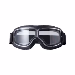Retro Motorcycle Glasses Men Moto Racing Motocross Windproof Retro Goggles - Clear and Black