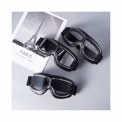Retro Motorcycle Glasses Men Moto Racing Motocross Windproof Retro Goggles - Clear and Black
