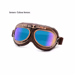 1Pc Retro Vintage Pilot Goggles Motor Protective Gear Glasses Snowboard - brown-Colour