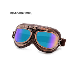 1Pc Retro Vintage Pilot Goggles Motor Protective Gear Glasses Snowboard - brown-Colour