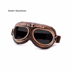 1Pc Retro Vintage Pilot Goggles Motor Protective Gear Glasses Snowboard - brown-Grey