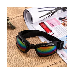 Folding Vintage Motorcycle Glasses Windproof Dustproof Ski Goggles Off - black frame colorful
