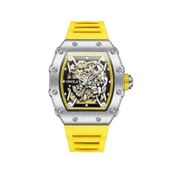 Automatic Mechanical Watch Men Silic Fash Sports Watch Men - Silver yellow