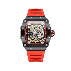 Automatic Mechanical Watch Men Silic Fash Sports Watch Men - Silver yellow