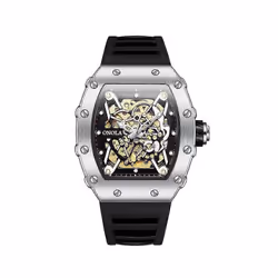 Automatic Mechanical Watch Men Silic Fash Sports Watch Men - Silver yellow