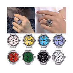 Unisex Vinta Punk Watch Rings Hip-hop Quartz Watch Ring Jewelry - Yellow