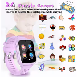 Kids Smart Watch ,24 Game Smart Watch For Kids, Fashion Smartwatches For Children 3-14 Great Gifts To Girls Boys (blue) - Purple