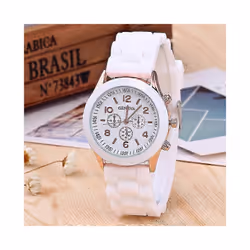 New Women Ladies Soft Jelly Silicone Band Quartz Sports Girl Kids Wrist Watch - orange