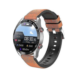 Smart Watch Non-invasive Blood Glucose Test Smart Watch, Full Touch Health Tracker Watch With Blood Pressure, Blood Oxygen Tracking, - Orange leather