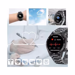 Smart Watch Non-invasive Blood Glucose Test Smart Watch, Full Touch Health Tracker Watch With Blood Pressure, Blood Oxygen Tracking, - Orange leather
