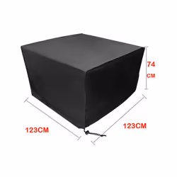 Patio Garden Furniture Cover Heavy Duty Outdoor Large Rattan Table Waterproof - Black, 123*123*74CM