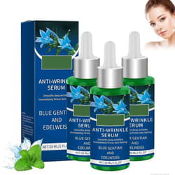 Organic Anti-Wrinkle Serum Blue Gentian & Edelweiss Natural Anti-Ageing Face Serum, Reduces Deep Wrinkles Tightens Skin - 3pcs
