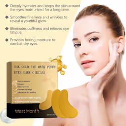 24k gold eye mask for puffy and dark circlesFirming anti-wrinkle eye mask, hydrating eye mask, rich in vitamin E, collagen and hyaluronic acid - 3pcs
