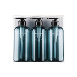 3Pcs 500ml Bottle Set Shampoo Shower Gel Hair Conditioner Press Pump Soap Dispenser Bathroom Bottle - blue