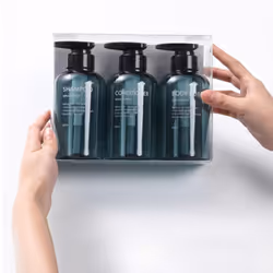 3Pcs 500ml Bottle Set Shampoo Shower Gel Hair Conditioner Press Pump Soap Dispenser Bathroom Bottle - blue