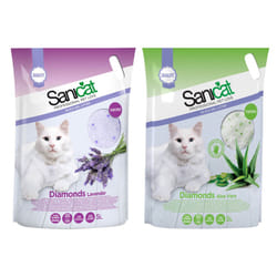 Silica Sanicat Crystal Diamonds Gel Non Clumpin Cat Litter Lavender&Aloe Vera 5L - Lavender