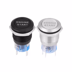 Car Engine Start Push Button Switch Ignition Starter Start Button Switch - black
