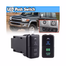 12V Car Dual LED Light Bar Blue/Green On-Off Push Switch Button for Toyota - Black