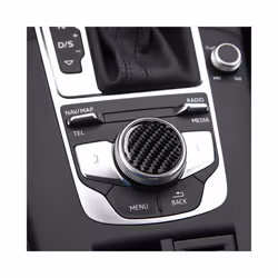 Car Central Control Multimedia Knob Decoration Fiber Sticker Carbon Fiber - Black