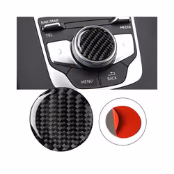 Car Central Control Multimedia Knob Decoration Fiber Sticker Carbon Fiber - Black