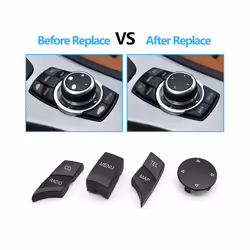 Black Car Central Console CIC Multimedia Control Button Cover For BMW - One Set